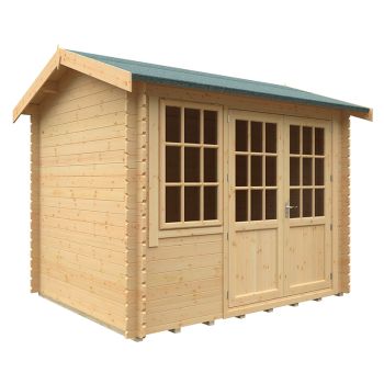 10x8 The Henley 28mm Cabin - L295 x W235 x H262.3 cm - Solid Wood/Softwood/Pine - Natural
