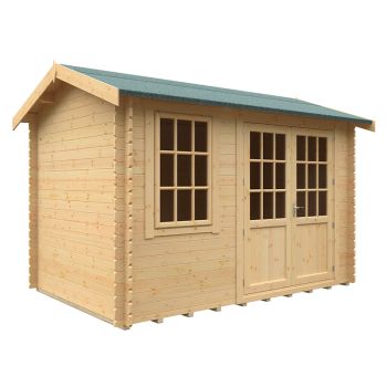 12x8 The Henley 28mm Cabin - L355 x W235 x H262.3 cm - Solid Wood/Softwood/Pine - Natural
