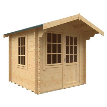8x8 The Carrington 28mm Cabin - L235 x W235 x H251.3 cm - Solid Wood/Softwood/Pine - Natural