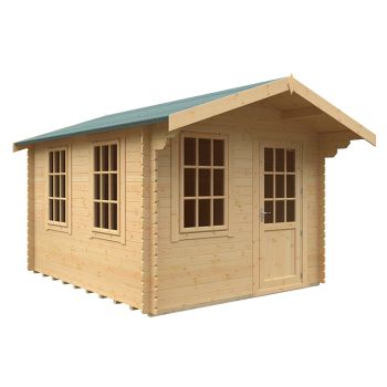 12x10 The Carrington 28mm Cabin - L355 x W295 x H261.6 cm - Solid Wood/Softwood/Pine - Natural