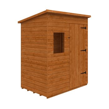 6 x 4 Feet Deluxe Pent 12mm Shed - Solid Wood/Softwood/Pine - L175 x W115 x H217.3 cm - Burnt Orange