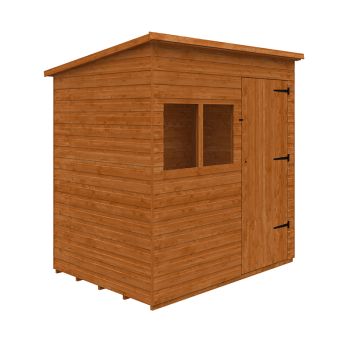7 x 5 Feet Deluxe Pent 12mm Shed - Solid Wood/Softwood/Pine - L205 x W145 x H217.3 cm - Burnt Orange