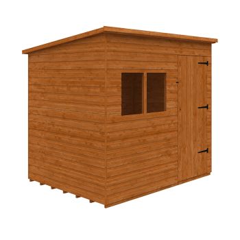 8 x 6 Feet Deluxe Pent 12mm Shed - Solid Wood/Softwood/Pine - L235 x W175 x H217.3 cm - Burnt Orange