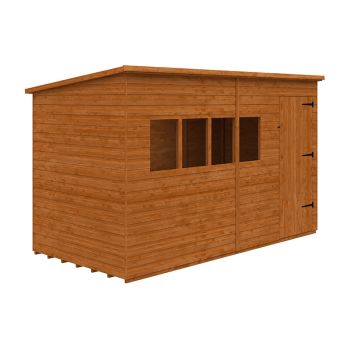 12 x 6 Feet Deluxe Pent 12mm Shed - Solid Wood/Softwood/Pine - L355 x W175 x H217.3 cm - Burnt Orange