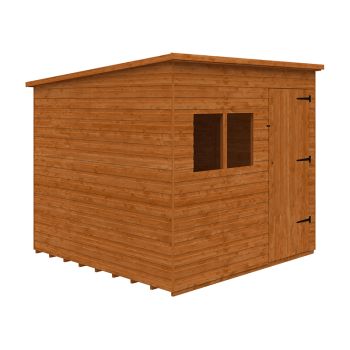 8 x 8 Feet Deluxe Pent 12mm Shed - Solid Wood/Softwood/Pine - L235 x W235 x H217.3 cm - Burnt Orange