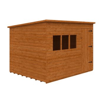 10 x 8 Feet Deluxe Pent 12mm Shed - Solid Wood/Softwood/Pine - L295 x W235 x H217.3 cm - Burnt Orange