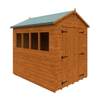 8 x 6 Feet Workshop 12mm Shed - Solid Wood/Softwood/Pine - L235 x W175 x H240.5 cm - Burnt Orange