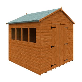 8 x 8 Feet Workshop 12mm Shed - Solid Wood/Softwood/Pine - L235 x W235 x H254.5 cm - Burnt Orange