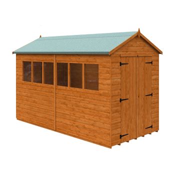 12 x 6 Feet Xl Workshop 12mm Shed - Solid Wood/Softwood/Pine - L355 x W175 x H240.5 cm - Burnt Orange