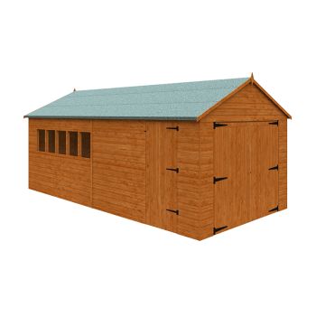 20 x 10 Feet Garage 12mm Shed - Solid Wood/Softwood/Pine - L595 x W295 x H272.7 cm - Burnt Orange