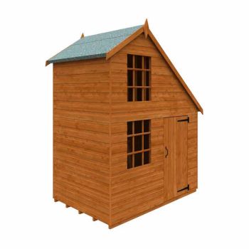 4 x 6 Feet Clubhouse 12mm Shed - Solid Wood/Softwood/Pine - L115 x W175 x H223.5 cm - Burnt Orange