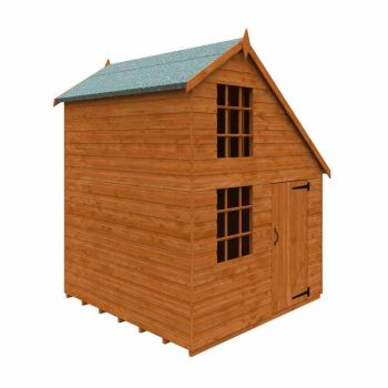 6 x 6 Feet Clubhouse 12mm Shed - Solid Wood/Softwood/Pine - L175 x W175 x H223.5 cm - Burnt Orange