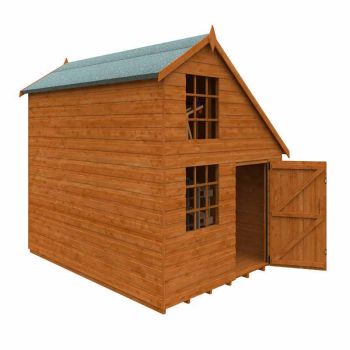 8 x 6 Feet Clubhouse 12mm Shed - Solid Wood/Softwood/Pine - L235 x W175 x H223.5 cm - Burnt Orange