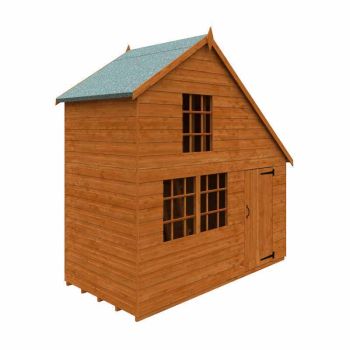 4 x 8 Feet Clubhouse 12mm Shed - Solid Wood/Softwood/Pine - L115 x W235 x H234.7 cm - Burnt Orange
