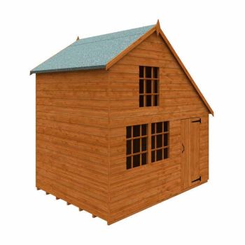 6 x 8 Feet Clubhouse 12mm Shed - Solid Wood/Softwood/Pine - L175 x W235 x H234.7 cm - Burnt Orange