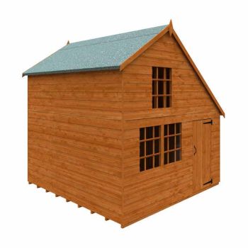 8 x 8 Feet Clubhouse 12mm Shed - Solid Wood/Softwood/Pine - L235 x W235 x H234.7 cm - Burnt Orange