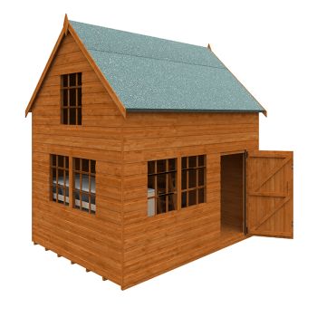 8 x 6 Feet Country Cottage 12mm Shed - Solid Wood/Softwood/Pine - L235 x W175 x H259.1 cm - Burnt Orange