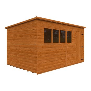 12 x 8 Feet Super Pent 12mm Shed - Solid Wood/Softwood/Pine - L355 x W235 x H204.1 cm - Burnt Orange