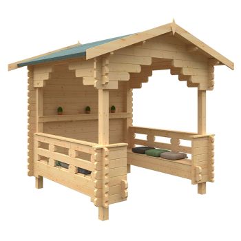 The Outdoor Shelter 44mm Cabin - L235 x W235 x H262.3 cm - Solid Wood/Softwood/Pine - Natural