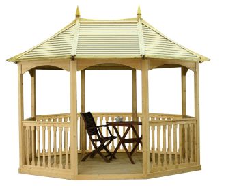 Brompton Large Pavilion Gazebo - Pressure Treated Timber - L370 x W270 x H310 cm