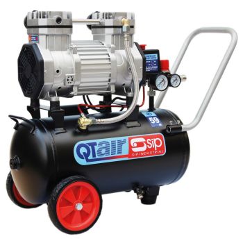 SIP QT AIR DD 1.5HP 24 Litre Ultra Low Noise Oil-Free Direct Drive Compressor - L30 x W66 x H59 cm - Black