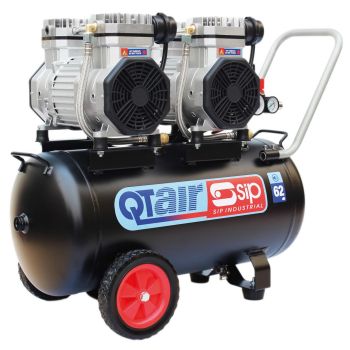 SIP QT AIR DD 3HP 50 Litre Ultra Low Noise Oil-Free Direct Drive Compressor - L41 x W82 x H63.5 cm - Black