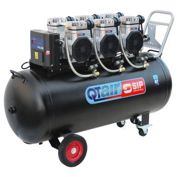Sip Qt Air DD 4.5HP 200 Litre Ultra Low Noise Oil-Free Direct Drive Compressor - L126 x W47 x H87 cm - Black