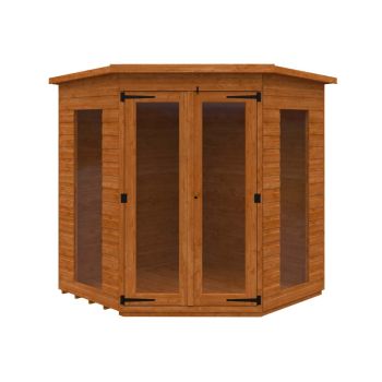 6 x 6 Feet Full Pane Cornerhouse 12mm Shed - Solid Wood/Softwood/Pine - L175 x W175 x H209 cm - Burnt Orange