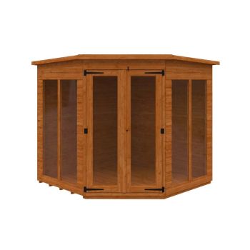 7 x 7 Feet Full Pane Cornerhouse 12mm Shed - Solid Wood/Softwood/Pine - L205 x W205 x H209 cm - Burnt Orange