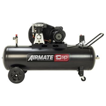 SIP BD 3HP 200 Litre Belt Drive Compressor - L41 x W158 x H82 cm - Black