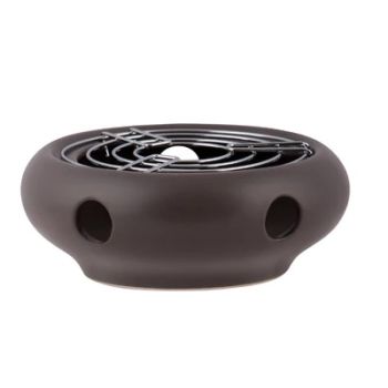 Teapot Heater - Stoneware/Stainless Steel - L15 x W15 x H7 cm - Black