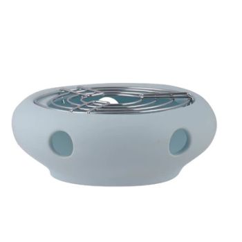 Teapot Heater - Stoneware/Stainless Steel - L15 x W15 x H7 cm - Ice Blue