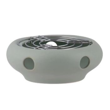 Teapot Heater - Stoneware/Stainless Steel - L15 x W15 x H7 cm - Leaf Green