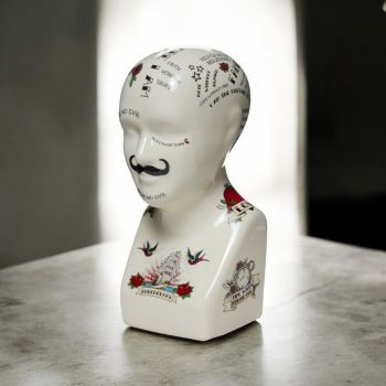 Phrenology Head - Ceramic - L9 x W11 x H25 cm