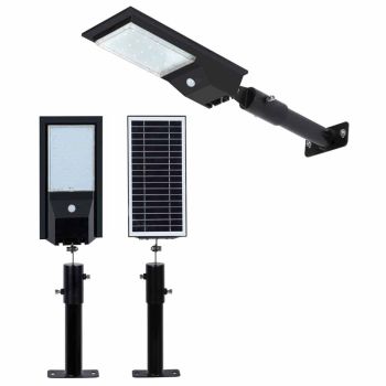 Outdoor 9W Solar Led Wall or Post Light - 4.5L x 17.7W x 43H - Polycarbonate/Thermo Plastic - Black