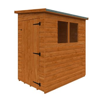 6 x 4 Feet Lean-To Pent 12mm Shed - Solid Wood/Softwood/Pine - L175 x W115 x H204.1 cm - Burnt Orange