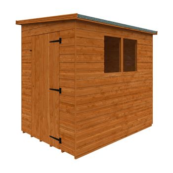 7 x 5 Feet Lean-To Pent 12mm Shed - Solid Wood/Softwood/Pine - L205 x W145 x H204.1 cm - Burnt Orange