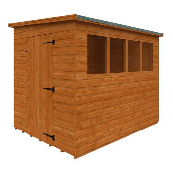 8 x 6 Feet Lean-To Pent 12mm Shed - Solid Wood/Softwood/Pine - L235 x W175 x H204.1 cm - Burnt Orange