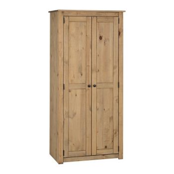 Panama 2 Door Wardrobe - L50 x W80 x H175 cm - Natural Wax