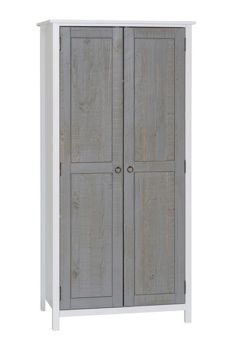 Vermont 2 Door Wardrobe - L55.5 x W90 x H188 cm - White/Grey