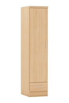 Nevada 1 Door 1 Drawer Wardrobe - L52 x W40 x H182.5 cm - Sonoma Oak Effect