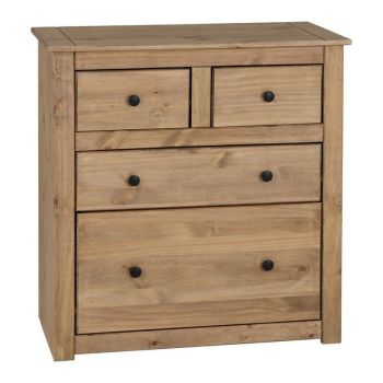 Panama 2+2 Drawer Chest - L40.5 x W80 x H83.5 cm - Natural Wax