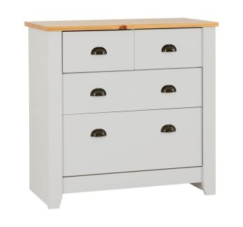 Ludlow 2+2 Drawer Chest - L41 x W80 x H80 cm - Grey/Oak Lacquer