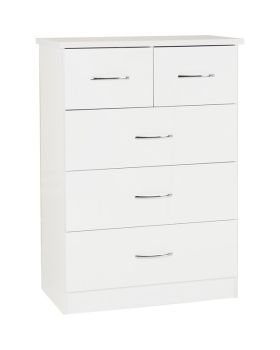 Nevada 3+2 Drawer Chest - L46 x W81 x H115.5 cm - White Gloss