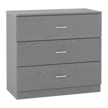 Felix 3 Drawer Chest - L39.5 x W80 x H75.5 cm - Grey