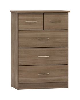 Nevada 3+2 Drawer Chest - L46 x W81 x H115.5 cm - Rustic Oak Effect