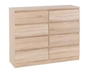 Malvern 8 Drawer Chest - L40 x W121.5 x H100 cm - Sonoma Oak Effect