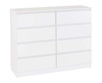 Malvern 8 Drawer Chest - L40 x W121.5 x H100 cm - White