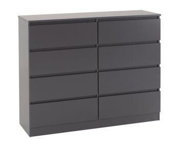 Malvern 8 Drawer Chest - L40 x W121.5 x H100 cm - Grey