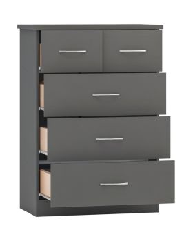 Nevada 3+2 Drawer Chest - L46 x W81 x H115.5 cm - 3D Effect Grey